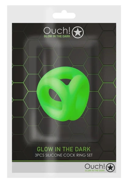 Ouch! Glow in the Dark 3-Ring Cock and Ball Strap