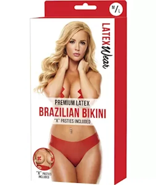 Premium Latex Brazilian Bikini - S/m - Red - S/m — image 3 of 4