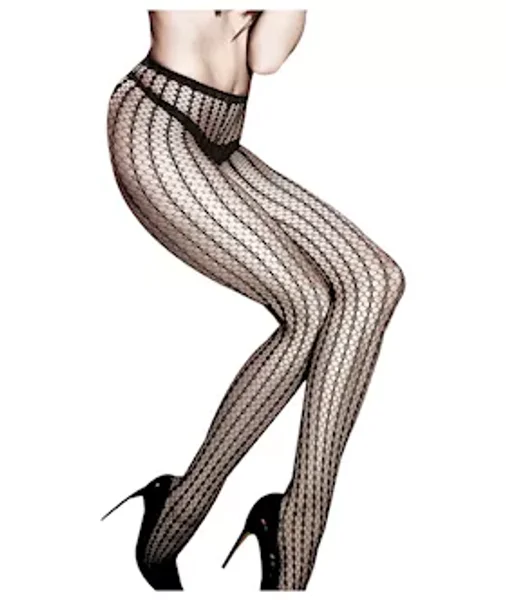 Jacquard Pantyhose Multi-faceted - Black - One Size — image 2 of 2