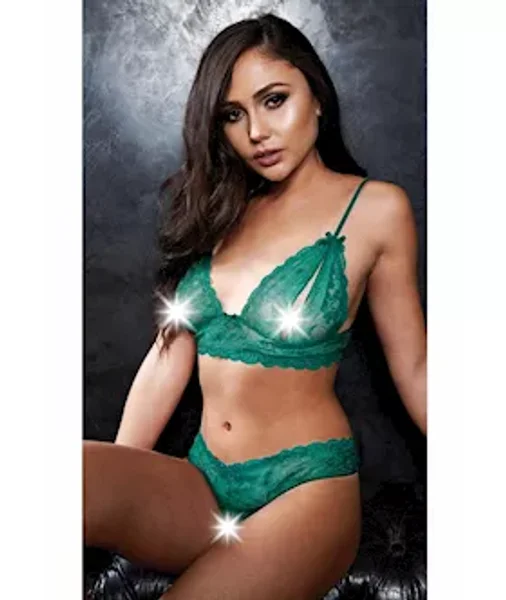 2 Piece Peek-a-boo Bra And G-string - Teal - Small/medium — image 2 of 3