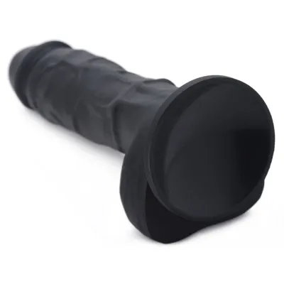Power Pecker 7 Inch Silicone Dildo With Balls Black
