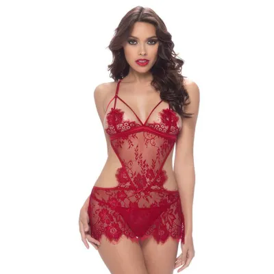 Red Lace Lingerie Set M L