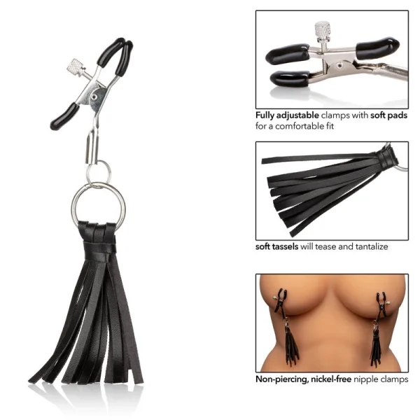 Nipple Play Playful Tassels Nipple Clamps By CalExotics - Black