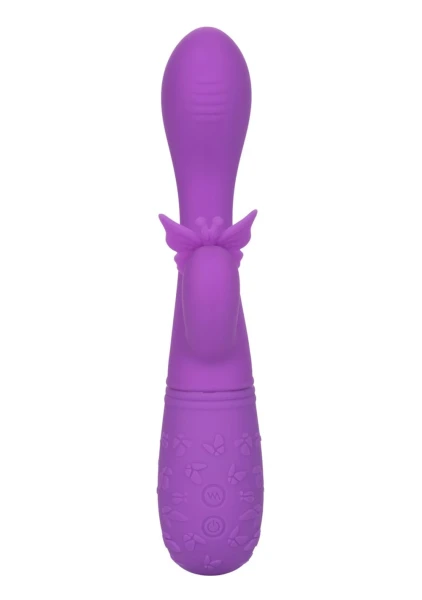 Rechargeable Butterfly Kiss Silicone Flutter Dual Stimulation Vibrator By CalExotics - Purple