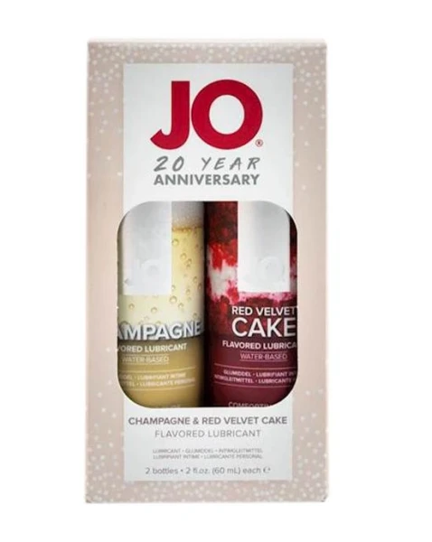 Jo 20th Anniversary Gift Set Champagne 60ml And Red Velvet Cake 60ml Lubricant