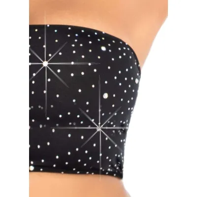 2 Pc Rhinestone Bandeau and Mini Skirt Black Large