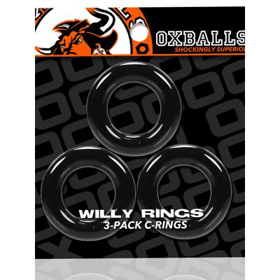 WILLY RINGS 3 pack cockrings black