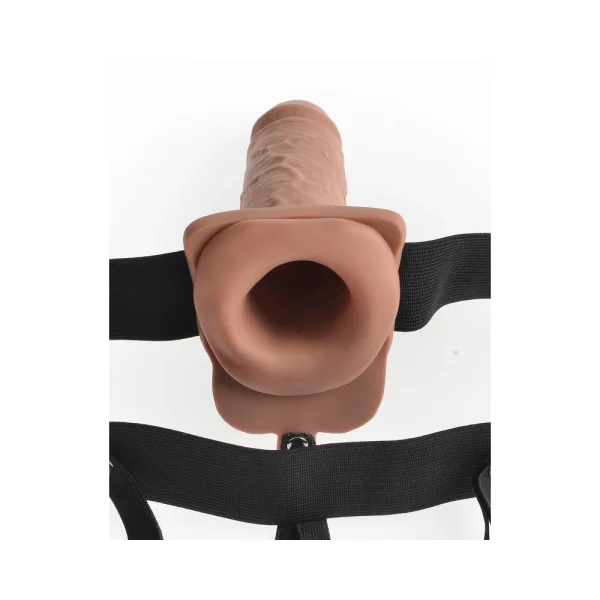Fetish Fantasy 7in Hollow Rechargeable Strap-on With Remote, Tan