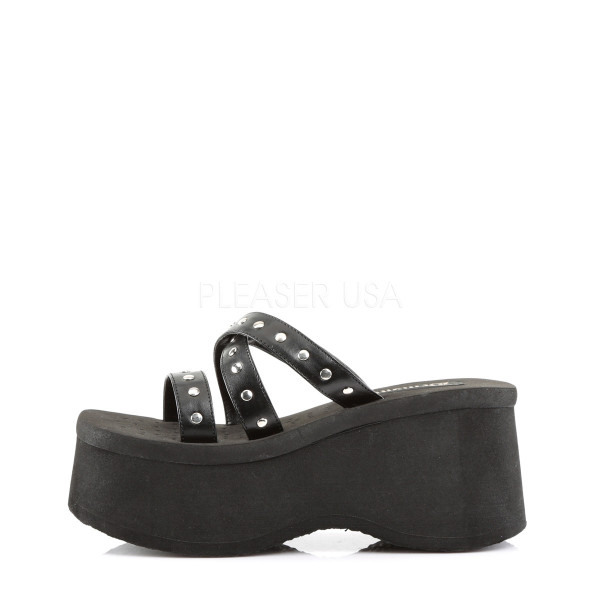 FUNN-19 - 3 1/2" Studded Straps Black Pu Sandal — image 3 of 4