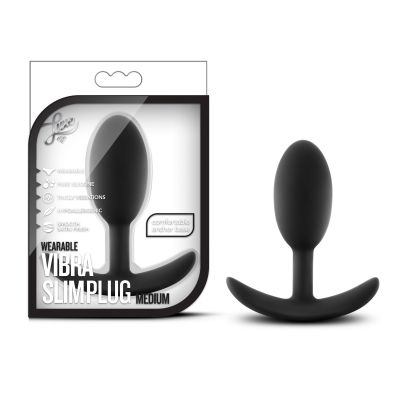 Luxe Wearable Vibra Slim Plug Medium Black Black