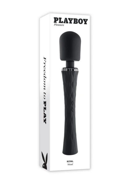 Playboy Pleasure Royal Rechargeable Silicone Vibrating Massage Wand - Black