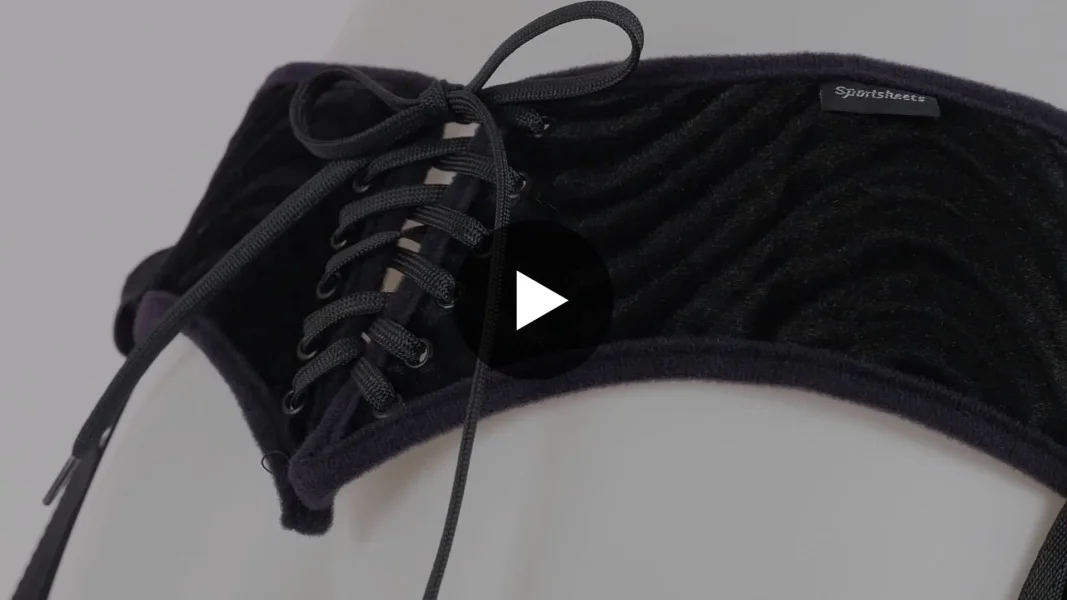 Vibrating Black Corsette Strap-On Harness by Sportsheets