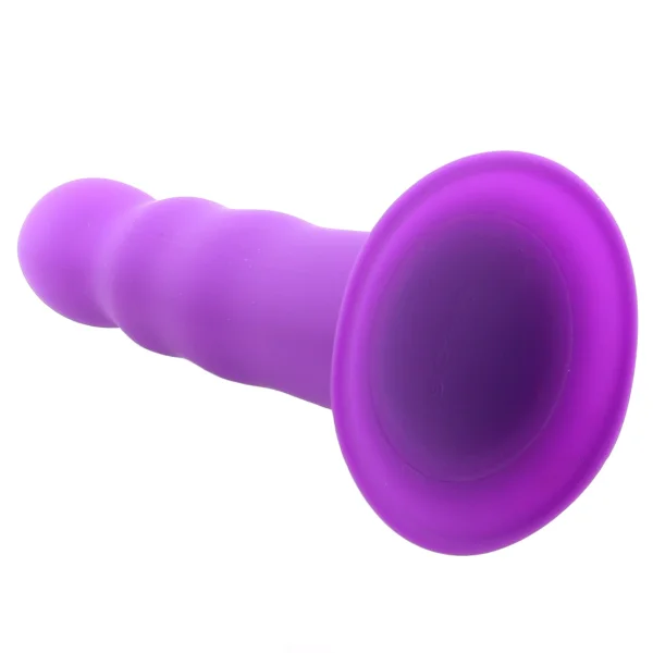 Squeeze-It Squeezable Wavy Suction Cup Dildo - Purple