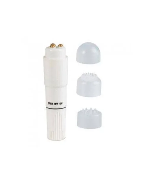 Compact Waterproof Personal Travel Massager With 4 Tips - White