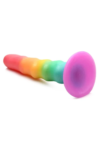 Simply Sweet Zigzag Rainbow 6.7" Silicone Suction Cup Dildo