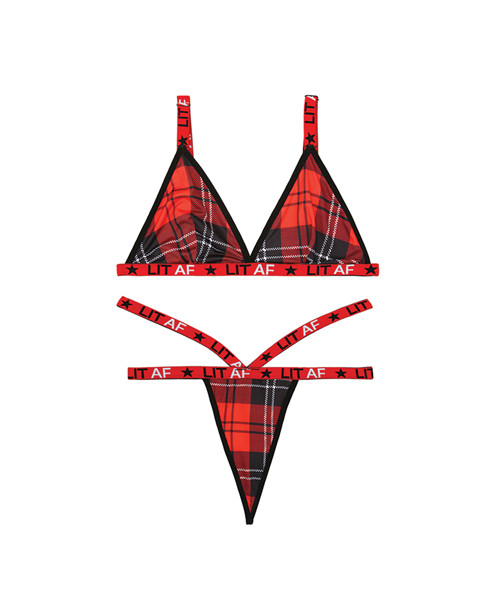 Plaid Patterned Bra Set - S/M