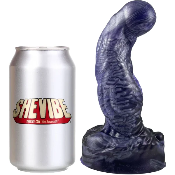 The Bent Knot Alien Monster 6.75" Silicone Dildo By Uberrime - Nebula Violet