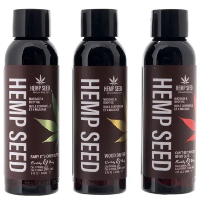 Hemp Seed Gift Set of Three Holiday Massage Oils