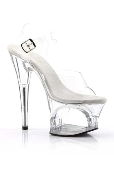 Moon 7" Clear Cut-Out Platform Sandal By Pleaser — image 4 of 5
