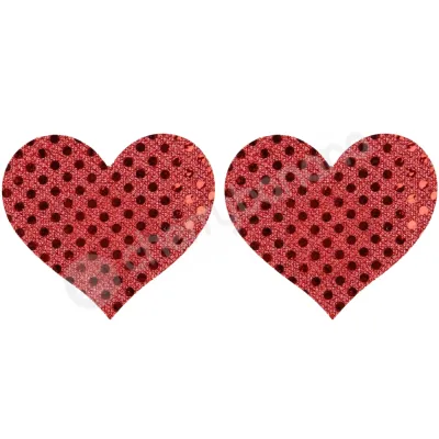 Cherry Banana My Heart Shines For You Red Sequin Nipple Pasties 2 Pack