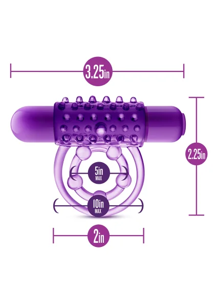 Play With Me - the Player - Vibrating Double Strap Ring - Purple