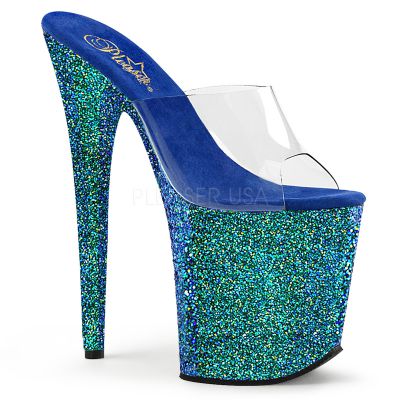 8 inches Heel 4 inches PF Slide W Holographic Glitter Covered Bottom