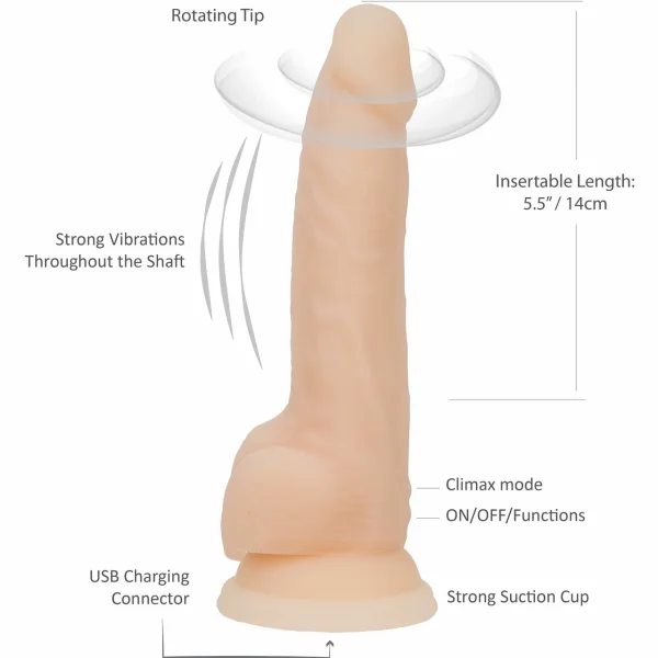 Naked Addiction 7 Inch Rotating and Vibrating Dong