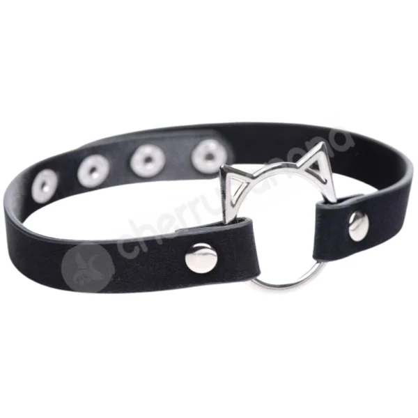 Master Series Kinky Kitty Ring Black Slim Choker Collar