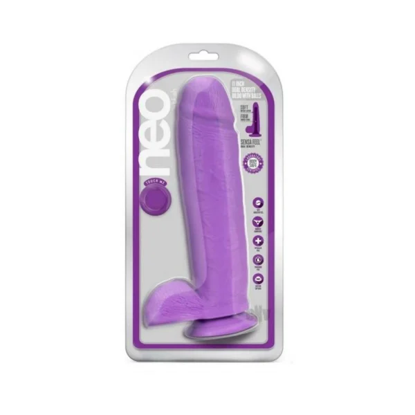 Neo Dual Density Dildo 11 In. Neon Purple