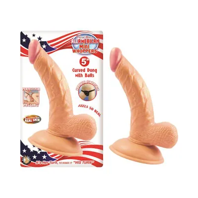 Nass Toys All American Mini Whoppers Vibrating Curved Dildo 5 Inch White 5 Inch