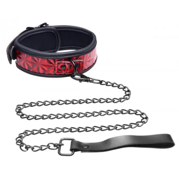 Crimson Tied Collar With Leash Red Black