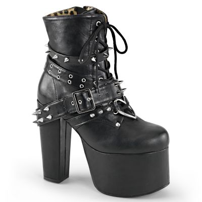 5 1 2 inches Heel 3 inches PF Ankle Boot w Spikes Heart O Ring
