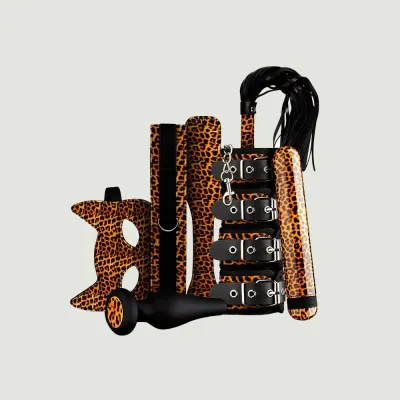 Panthra Gato Leopard Print 8 Piece Bondage Set