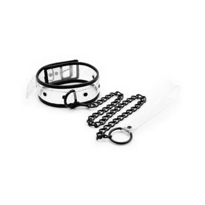 Bondage Kits Sets Ple sur Pvc Contrast piping D ring Collar Leash Clear black