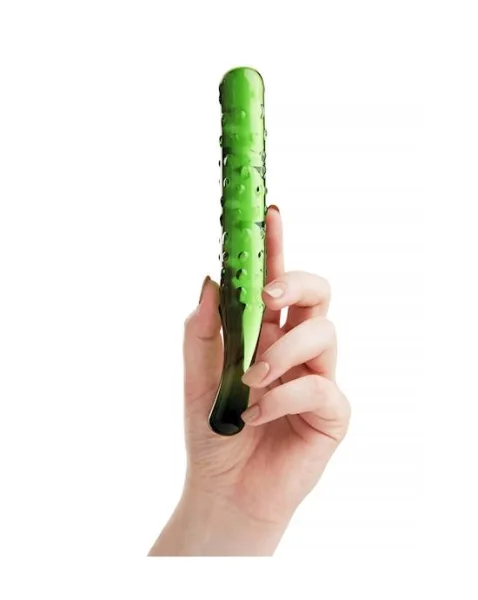 Lucent Verde Bubble Glass Massager - 7.8 Inch - Green