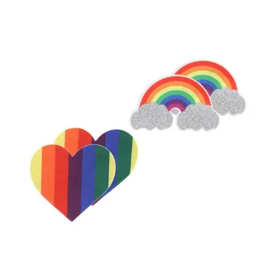 Pride Glitter Rainbows And Hearts Pasties Rainbow