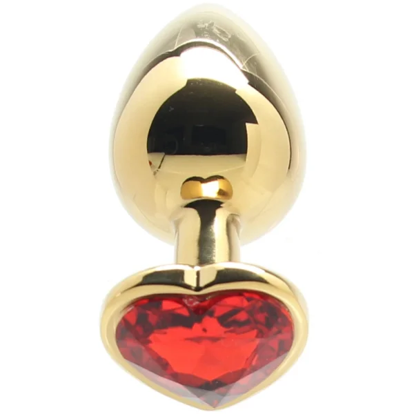 Shots Ouch! Heart Gem Butt Plug Large - Gold/Ruby Red