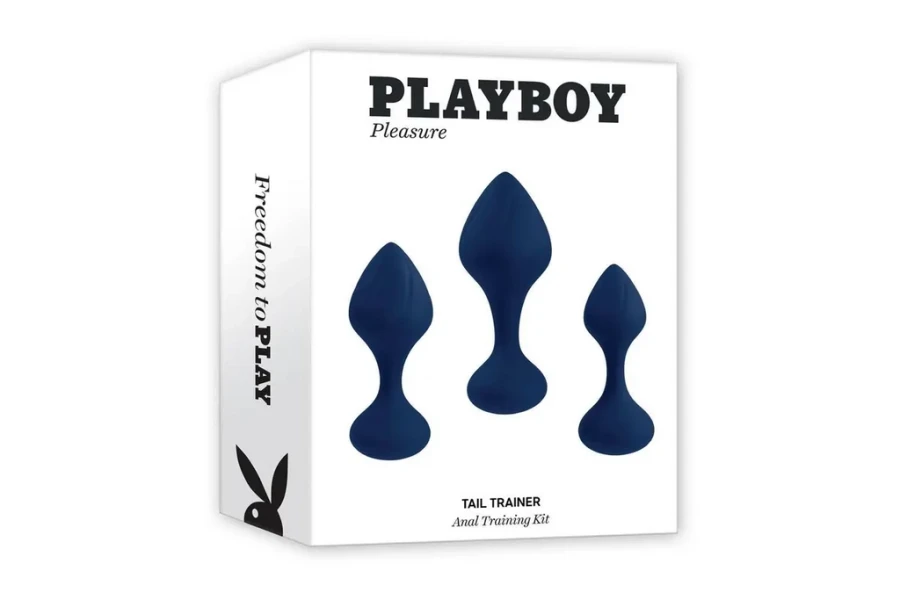 Playboy Pleasure Tail Trainer Silicone 3 Piece Anal Training Kit - Navy