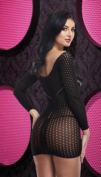 Long Sleeve Keyhole Mini Dress