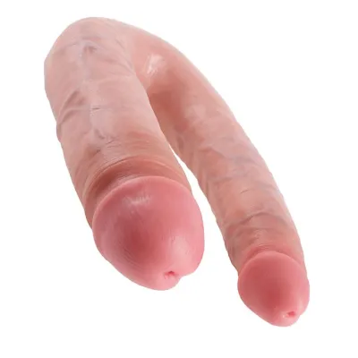 King Cock U shaped Large Double Trouble Flesh Flesh 17 5 Inch