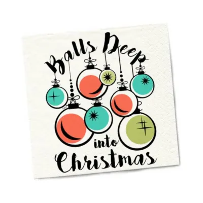 Games Novelty Twisted Wares Balls Deep Into Christmas Napkins 20 pack