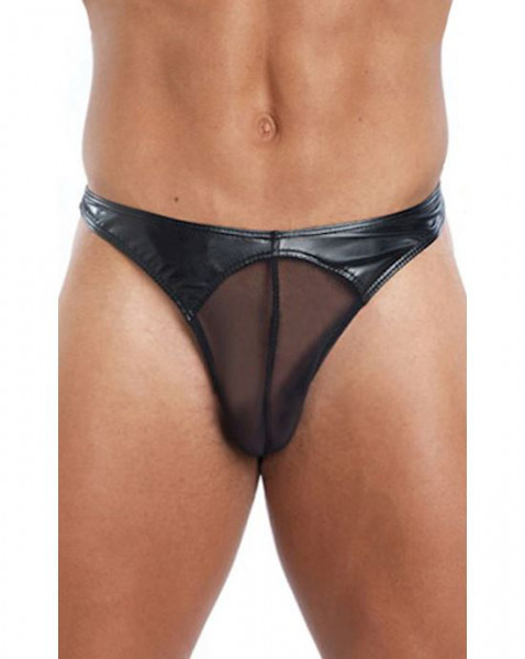 Sexy Leather-look Thong - Black - One Size