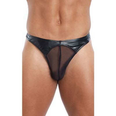 Sexy Leather look Thong Black One Size