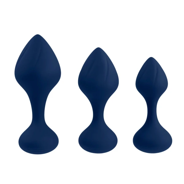 Playboy Pleasure Tail Trainer Silicone 3 Piece Anal Training Kit - Navy