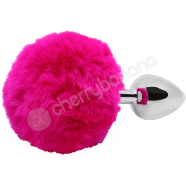 Hidden Treasures Silver & Pink Fluffy 2.9" Butt Plug