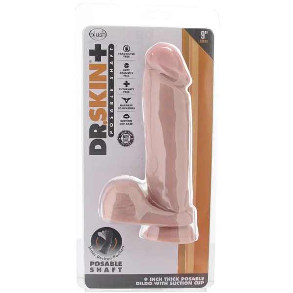 Dr. Skin 9 Inch Thick Posable Ballsy Dildo