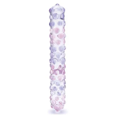 Glas 9 inch Purple Rose Nubby Dildo