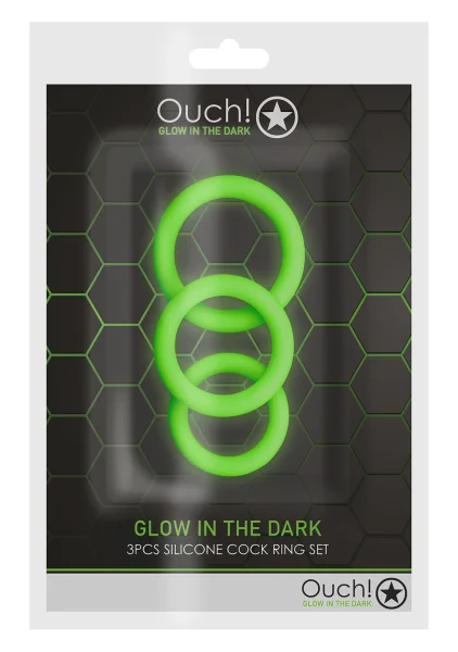 Ouch! Glow in the Dark 3-Piece Cock Ring Set