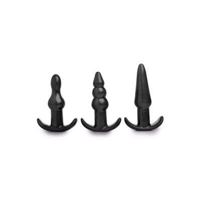 4 Piece Vibrating Anal Plug Set Black Anal Vibrator
