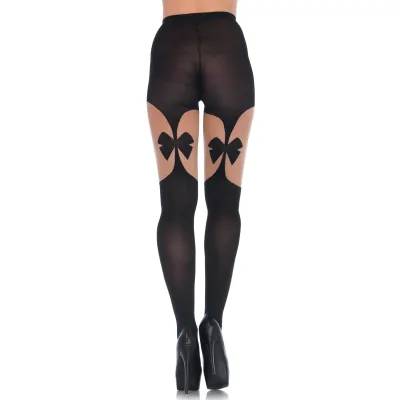 Illusion Bow Garterbelt Tights One Size